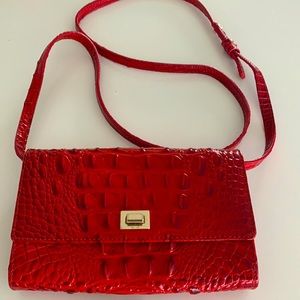 Brahmin Kennedy scarlet Melbourne genuine leather cross body bag 8 by 5 inch